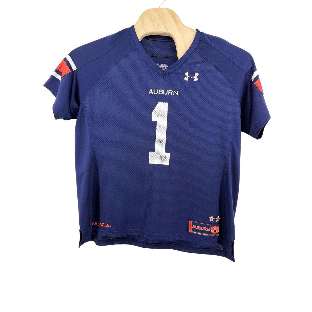 Under Armour Auburn Tigers Football Jersey Youth 2XL Polyester Navy War Eagle #1